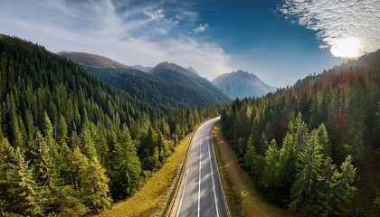 the highway through the mountain forest