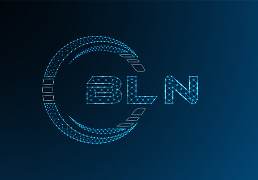 BLN low poly letter logo vector design. BLN lower poly logo design.