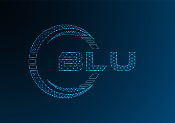 BLU low poly letter logo vector design. BLU lower poly logo design.