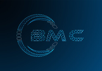 BMC low poly letter logo vector design. BMC lower poly logo design.
