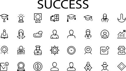 Success set web icons for astrological design. Target, goal, competition, strategy, man, hand and more