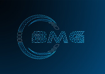 BMG low poly letter logo vector design. BMG lower poly logo design.