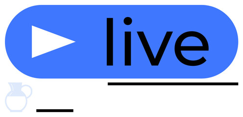 Blue button with a play icon and bold Live text, symbolizing real-time streaming or broadcast. Ideal for streaming services, social media, video platforms, live events, digital marketing