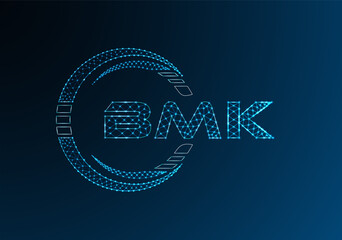 BMK low poly letter logo vector design. BMK lower poly logo design.