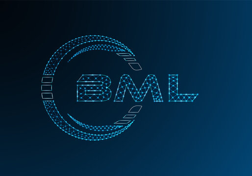 BML low poly letter logo vector design. BML lower poly logo design.