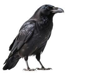 Crow – Intelligent Black Wildlife Bird, Urban and Natural World Icon, Isolated On White Transparent Background PNG Object Cut Out Social Media Advertisement Banner Label Poster Download