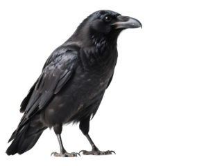 Crow – Intelligent Black Wildlife Bird, Urban and Natural World Icon, Isolated On White Transparent Background PNG Object Cut Out Social Media Advertisement Banner Label Poster Download