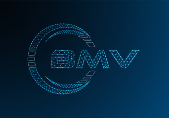 BMV low poly letter logo vector design. BMV lower poly logo design.