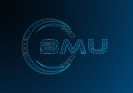 BMU low poly letter logo vector design. BMU lower poly logo design.
