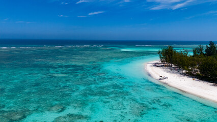 Aerial View of a Tropical Beach with Clear Turquoise Water