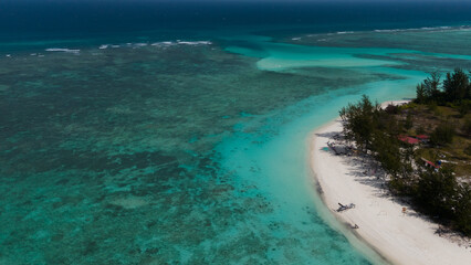 Aerial View of a Tropical Beach with Coral Reef