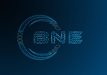 BNE low poly letter logo vector design. BNE lower poly logo design.