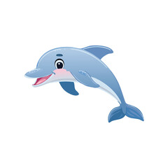 Obraz premium Happy Blue Dolphin Flat