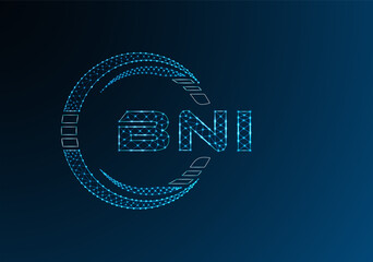 BNI low poly letter logo vector design. BNI lower poly logo design.