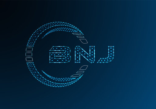 BNJ low poly letter logo vector design. BNJ lower poly logo design.