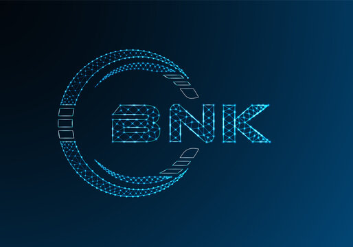 BNK low poly letter logo vector design. BNK lower poly logo design.