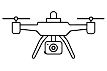 Drone With Camera Line Art Vector Illustration