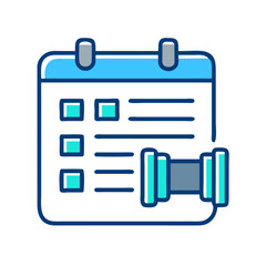 Fitness Schedule Icon: Calendar Combined with Dumbbell Symbol