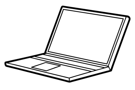 Foldable Laptop Line Art Vector Illustration
