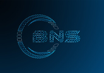 BNS low poly letter logo vector design. BNS lower poly logo design.