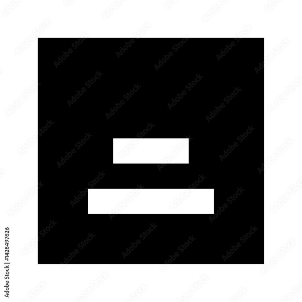 Aufkleber black square containing two horizontal white rectangles stacked vertically in the center area of the