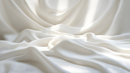 Obraz premium Flowing white fabric textures studio setting photography minimalist style close-up soft elegance