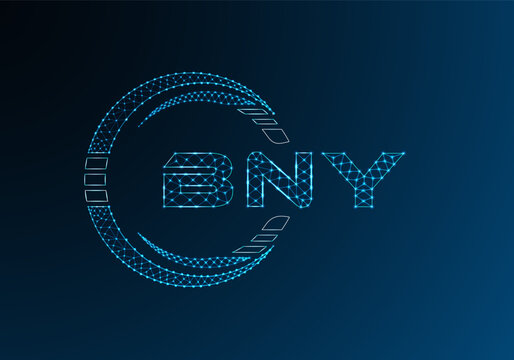 BNY low poly letter logo vector design. BNY lower poly logo design.