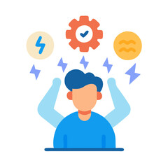 Person with ideas, solutions, and efficiency concept