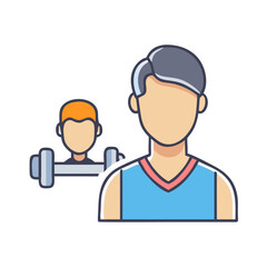 Obraz premium Gym buddies lifting weights illustration, avatar fitness concept