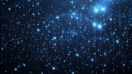 Circuit patterns of stars filled with golden and blue nebulae