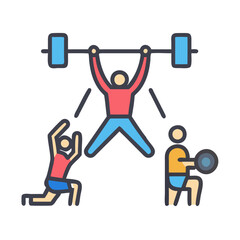 Gym workout exercises, vector illustration, fitness, weightlifting strength