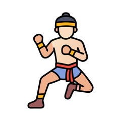Muay Thai Fighter: Traditional Martial Arts Illustration Graphic