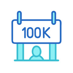 100K Subscriber milestone icon, Achievement, Social Media