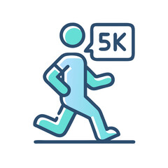 5K Runner Icon Vector Illustration on Black Background