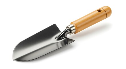 Fototapeta premium garden trowel with a wooden handle and steel blade