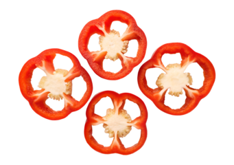 Sweet pepper slice, paprika isolated on transparent background