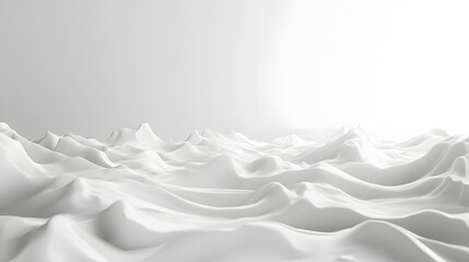 Serene white waves of fabric flowing across a horizontal pure white background abstract art minimalism