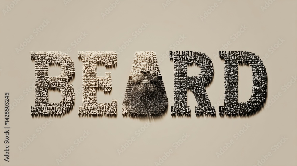 Poster creative typography design featuring the word beard shaped like a beard, showcasing unique artistic 