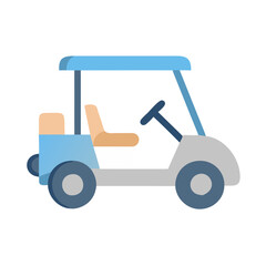 Simple Blue and Grey Golf Cart Illustration Isolated