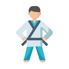 Karate fighter illustration ready to fight in action
