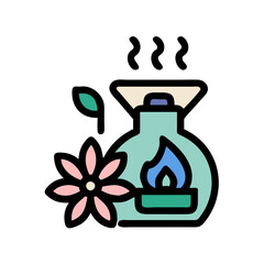 Aroma therapy burner with a flower illustration art