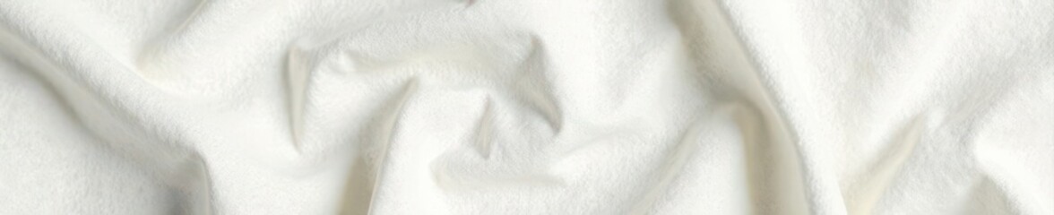 Obraz premium Creamy white linen textile, naturally crumpled Eco-friendly, handmade feel , organic textile, linen, natural