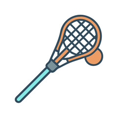 Lacrosse Stick and Ball on Black Background Vector