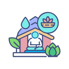 Mindfulness meditation wellness retreat peaceful relaxation vector illustration