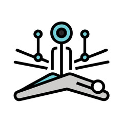 Minimalist Yoga Pose Illustration in Black, Grey, and Teal