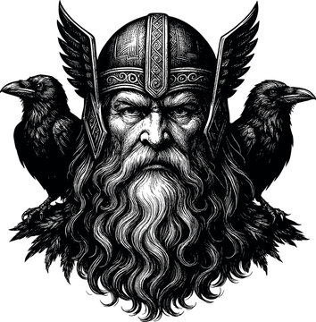 Odin vector black silhouette print design