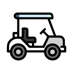 Simple Icon of a Golf Cart on Black