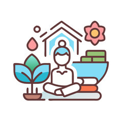 Spa Meditation Relaxation Treatment and Lifestyle Concept Illustration