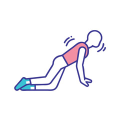 Colorful icon: Person doing the dog pose workout