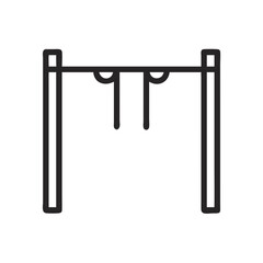 Minimalist Playground Swing Set Icon on Black Background